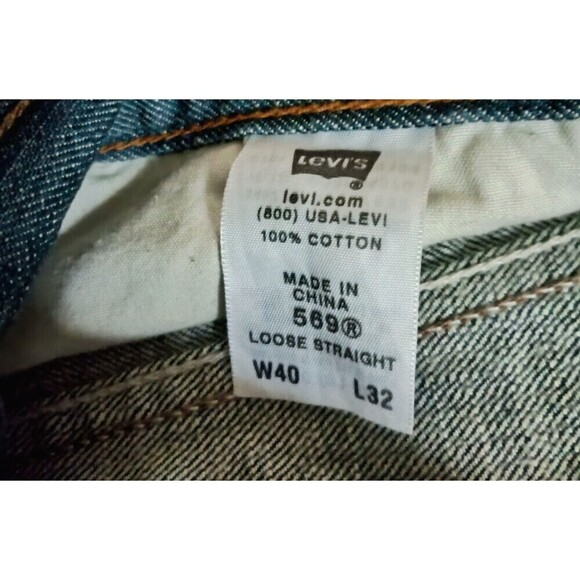 Levi's 569 Loose Straight Medium Blue Denim Blue Jeans 40 x 32 Hip Hop Y2K - Picture 5 of 6